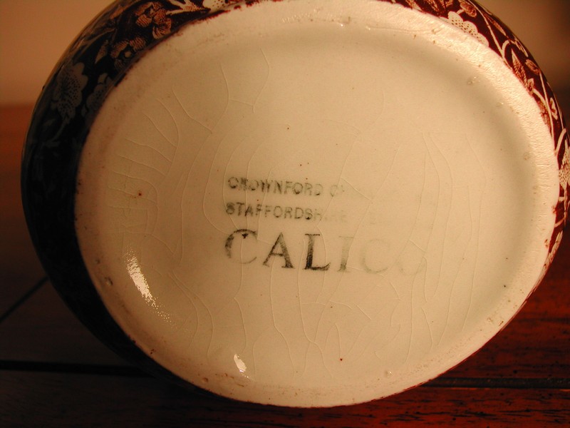 Brown & White Calico Chintz Pitcher Vintage England