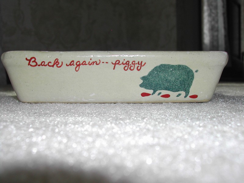 Adorable Roseville Art Pottery Snack Dish Marked/Signed (Pig)