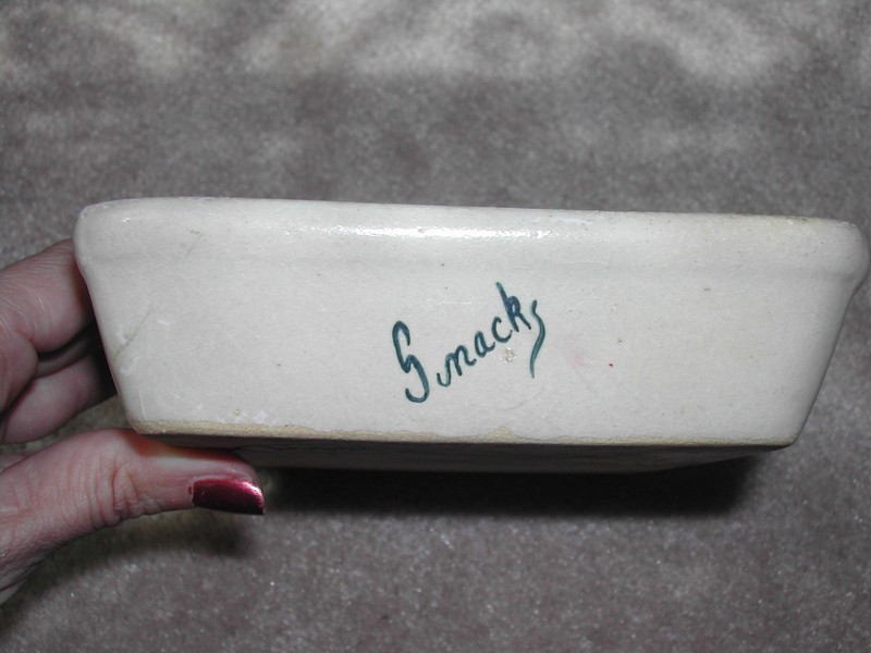 Adorable Roseville Art Pottery Snack Dish Marked/Signed (Pig)