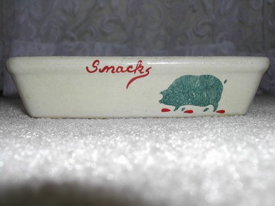 Adorable Roseville Art Pottery Snack Dish Marked/Signed (Pig)
