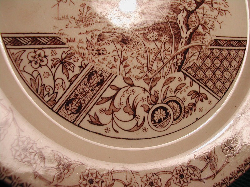 Antique T&R Boote England 1883 Brown &White Transfer ware Plate