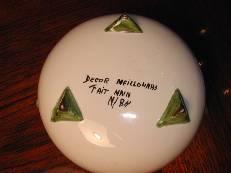 Meillonnas Faience Hand Painted Footed Cache Pot France