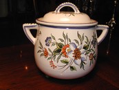 Meillonnas Faience Hand Painted Footed Cache Pot France