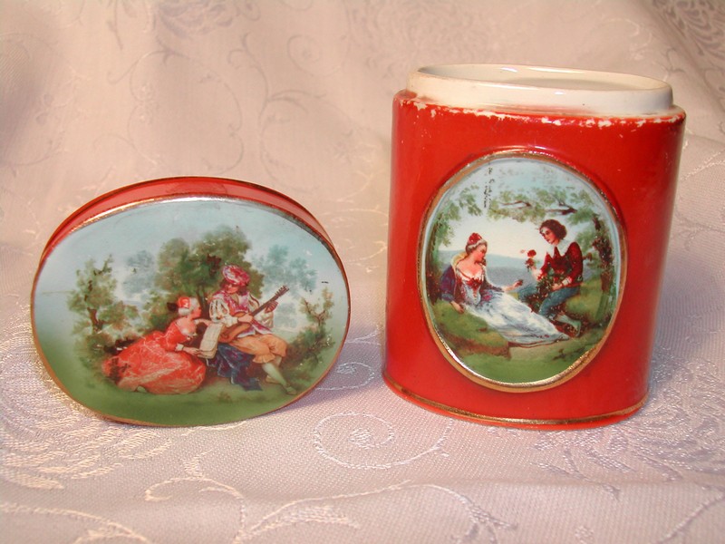 Vintage Romance Goebel Cigarette? Match? Dresser Jar / Lid