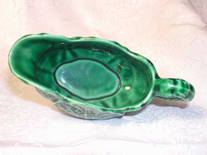 Shorter & Son Ltd. England Green Cabbage Leaf Majolica Creamer