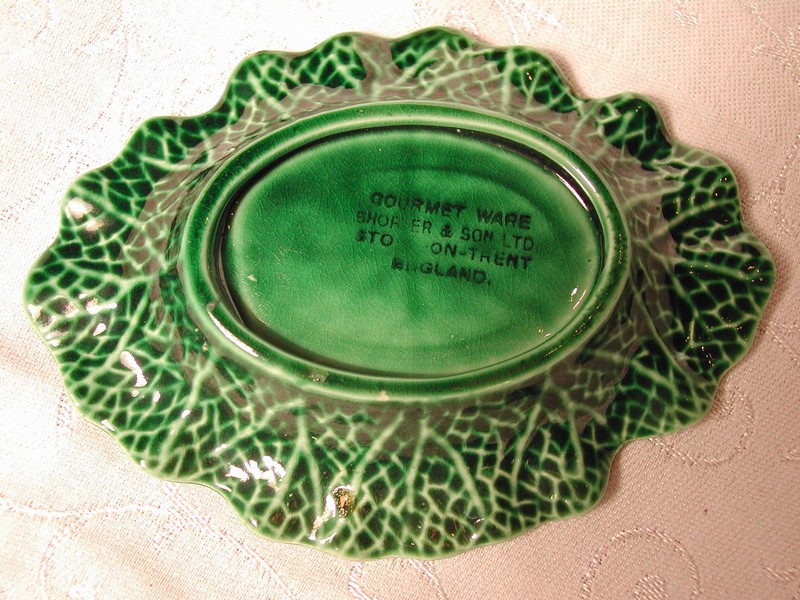 Shorter & Son Ltd. England Green Cabbage Leaf Majolica Creamer