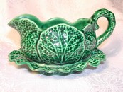 Shorter & Son Ltd. England Green Cabbage Leaf Majolica Creamer