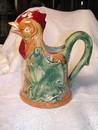 Frie Onnaing Style French Majolica (Barbotine) Rooster Pitcher