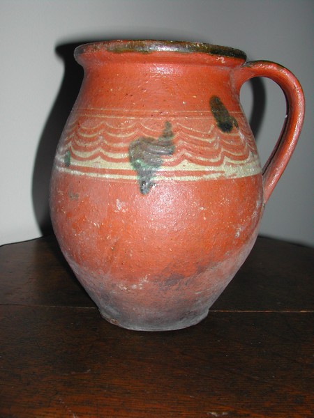 Antique Redware Milk Pitcher Alsace, France