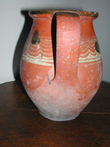Antique Redware Milk Pitcher Alsace, France