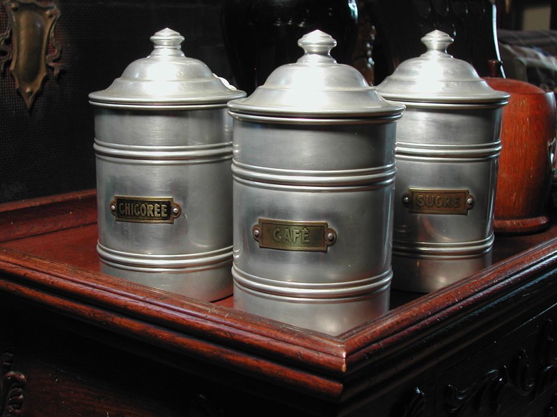 Vintage Aluminum Kitchen Canisters (set of 3)