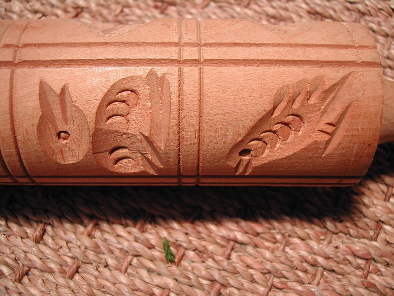 Vintage German Hand Carved Rolling Pin