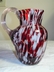 Stunning Victorian Style Glass Pitcher Ruby & White Spatter Over