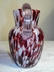 Stunning Victorian Style Glass Pitcher Ruby & White Spatter Over