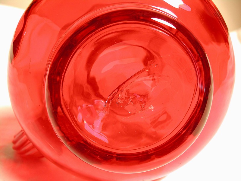 Blenko Ruby Red Hand Blown Art Glass Pitcher