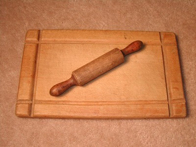 Lovely Vintage English Biscuit Board & Rolling Pin