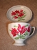 Cranberry Lilies Staffordshire Teacup & Saucer