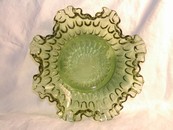 Fenton Colonial Green Thumbprint Bon Bon Glass Bowl