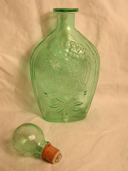 Old Liberty Green Glass Decanter Eagle