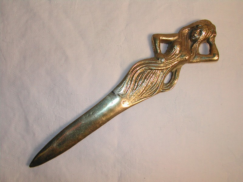 A Vintage Brass Art Nouveau Nude (Lady Godiva) Letter Opener