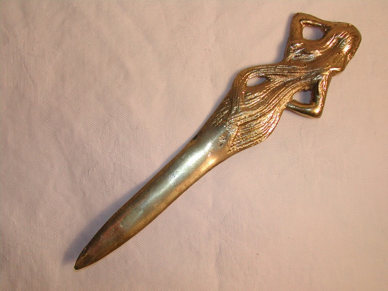 A Vintage Brass Art Nouveau Nude (Lady Godiva) Letter Opener