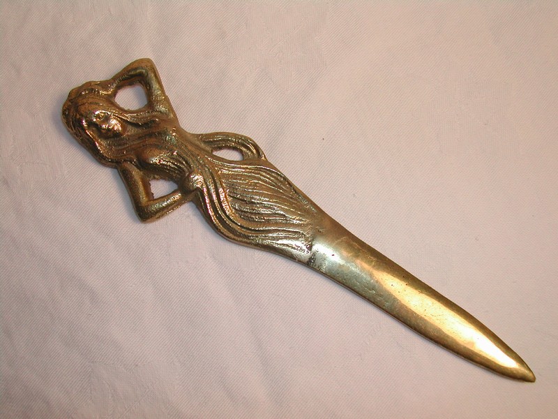 A Vintage Brass Art Nouveau Nude (Lady Godiva) Letter Opener