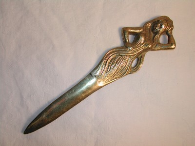 A Vintage Brass Art Nouveau Nude (Lady Godiva) Letter Opener