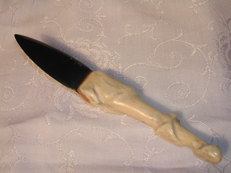 A Vintage Americana Beleen and Antler Nome Alaska Letter Opener