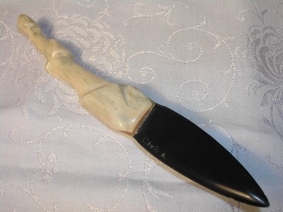 A Vintage Americana Beleen and Antler Nome Alaska Letter Opener