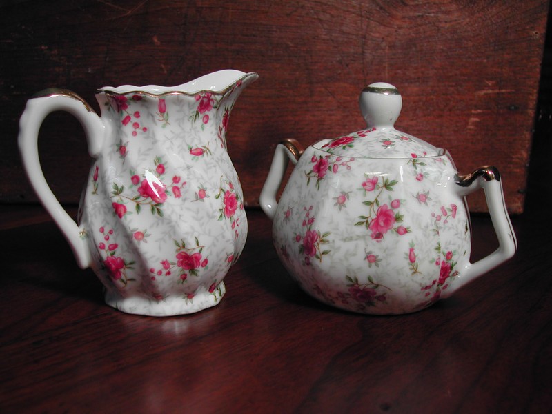 Beautiful Lefton Chintz Style Cream and Sugar