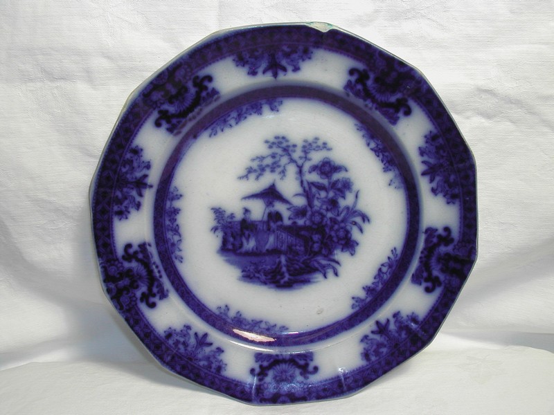 Flow Blue Plate/Amoy/Davenport c.1844