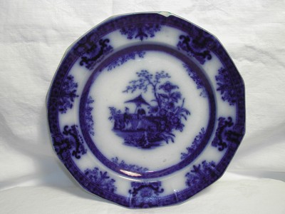 Flow Blue Plate/Amoy/Davenport c.1844