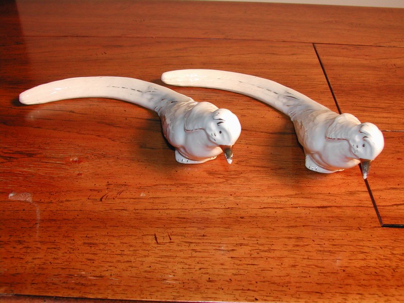 Vintage Pair of Czechoslovakian Porcelain Quail Figurines