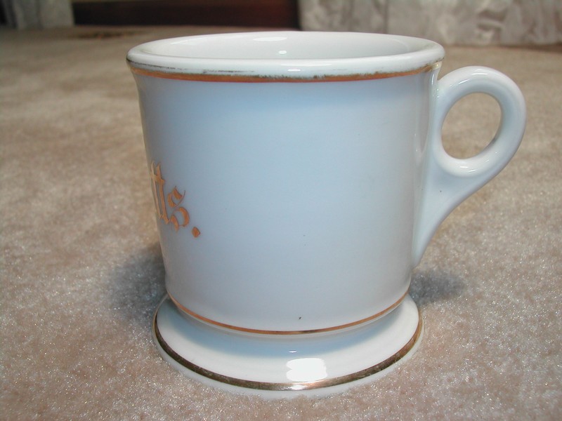 Handsome Vintage Limoges Style "W T Watts." Shaving Mug