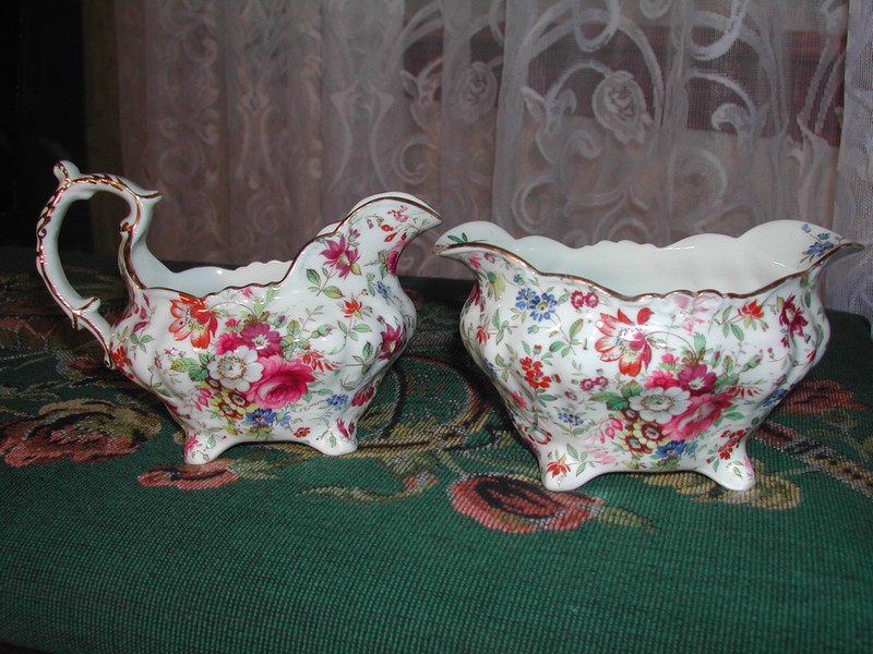 Vintage Hammersley & Co. Chintz Cream & Sugar (England-signed)