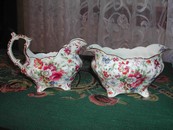Vintage Hammersley & Co. Chintz Cream & Sugar (England-signed)