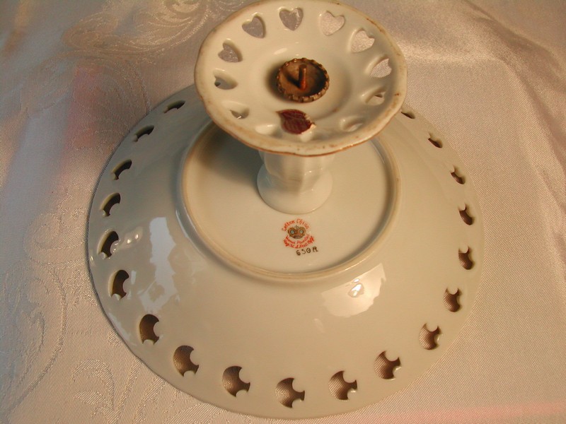 Lefton Chintz Roses Comport/Compote Gold Trim