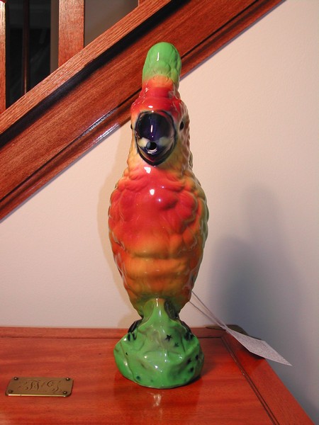 Vintage St. Clement French Majolica (Barbotine) Parrot Decanter