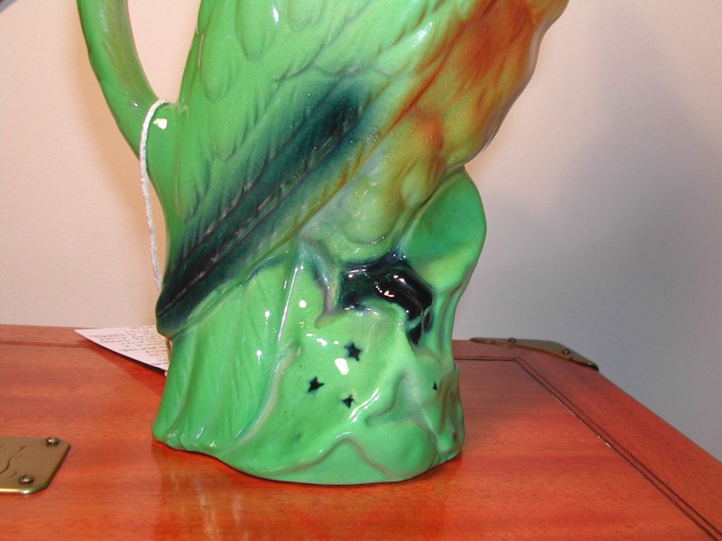 Vintage St. Clement French Majolica (Barbotine) Parrot Decanter