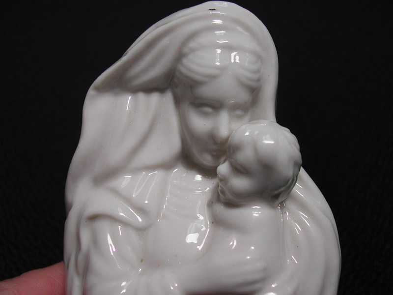 Vintage French Porcelain Virgin & Child Statue