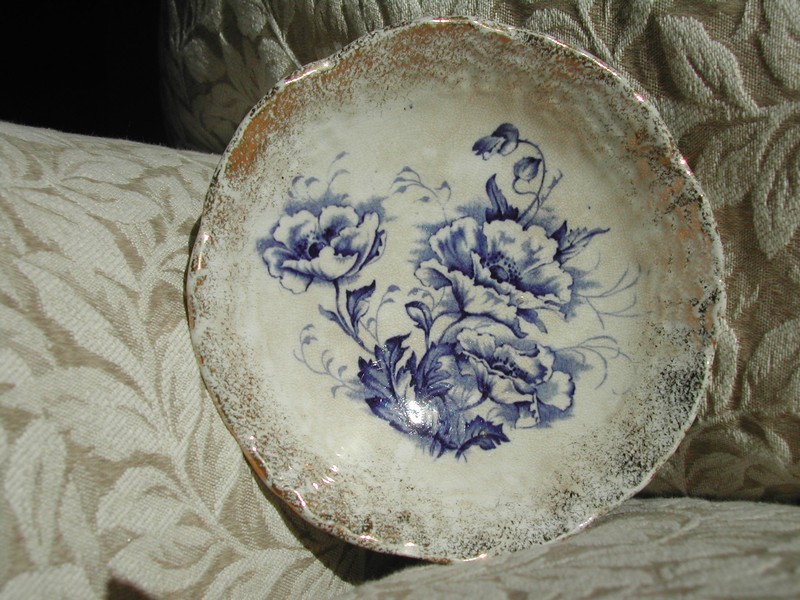 English D.B. & Co. Blue/White Poppy Porridge Bowl