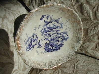 English D.B. & Co. Blue/White Poppy Porridge Bowl