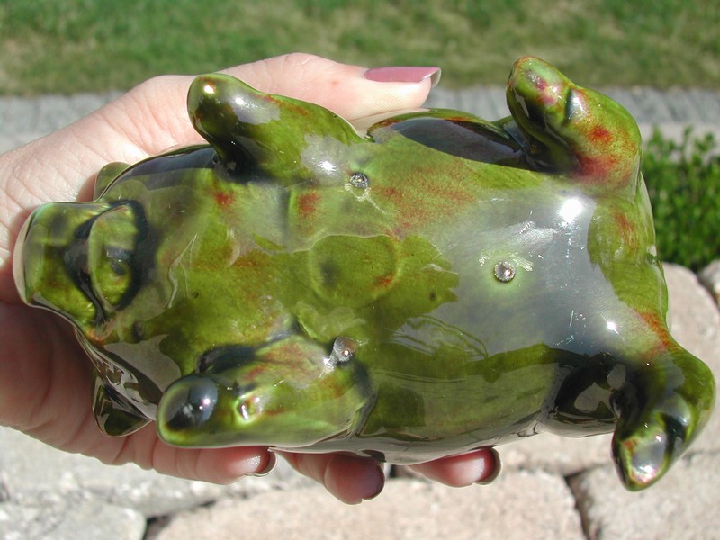 Vintage Majolica Ceramic Art Pottery Pig Piggy Bank