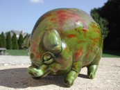 Vintage Majolica Ceramic Art Pottery Pig Piggy Bank