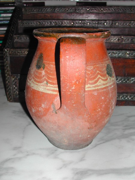 Vintage French Redware Milk Pitcher
