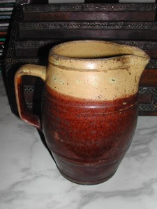 Antique French Yellowware Wine Pichet (Pitcher)