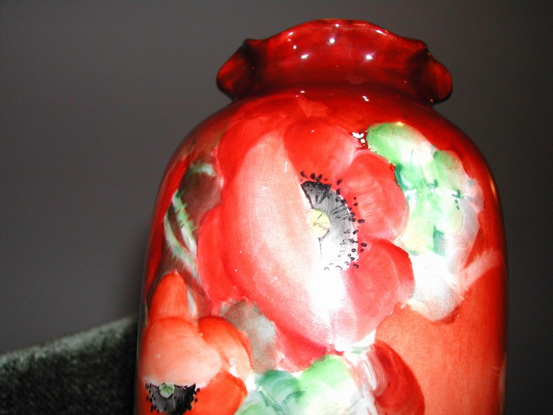 A Vintage Hand Painted Imperial PSL Poppy Vase
