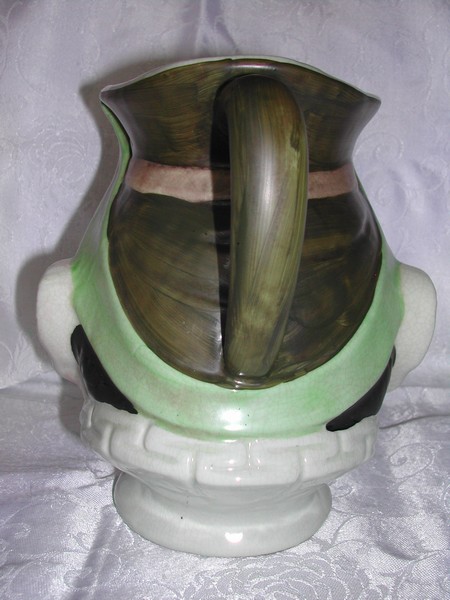 Large Vintage Sarreguemines Style Puck Character Jug (Pitcher)