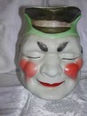 Large Vintage Sarreguemines Style Puck Character Jug (Pitcher)
