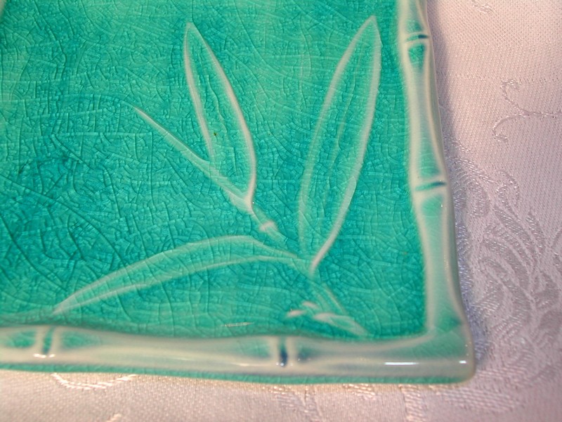 Majolica Bamboo Style Tile Marked